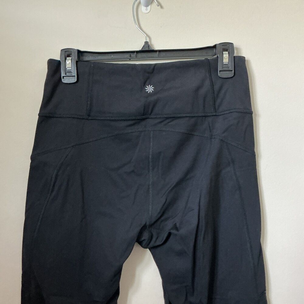 Athleta Medium Black Rainer tight leggings athletic pants Zip Pockets Reflective - Picture 5 of 10